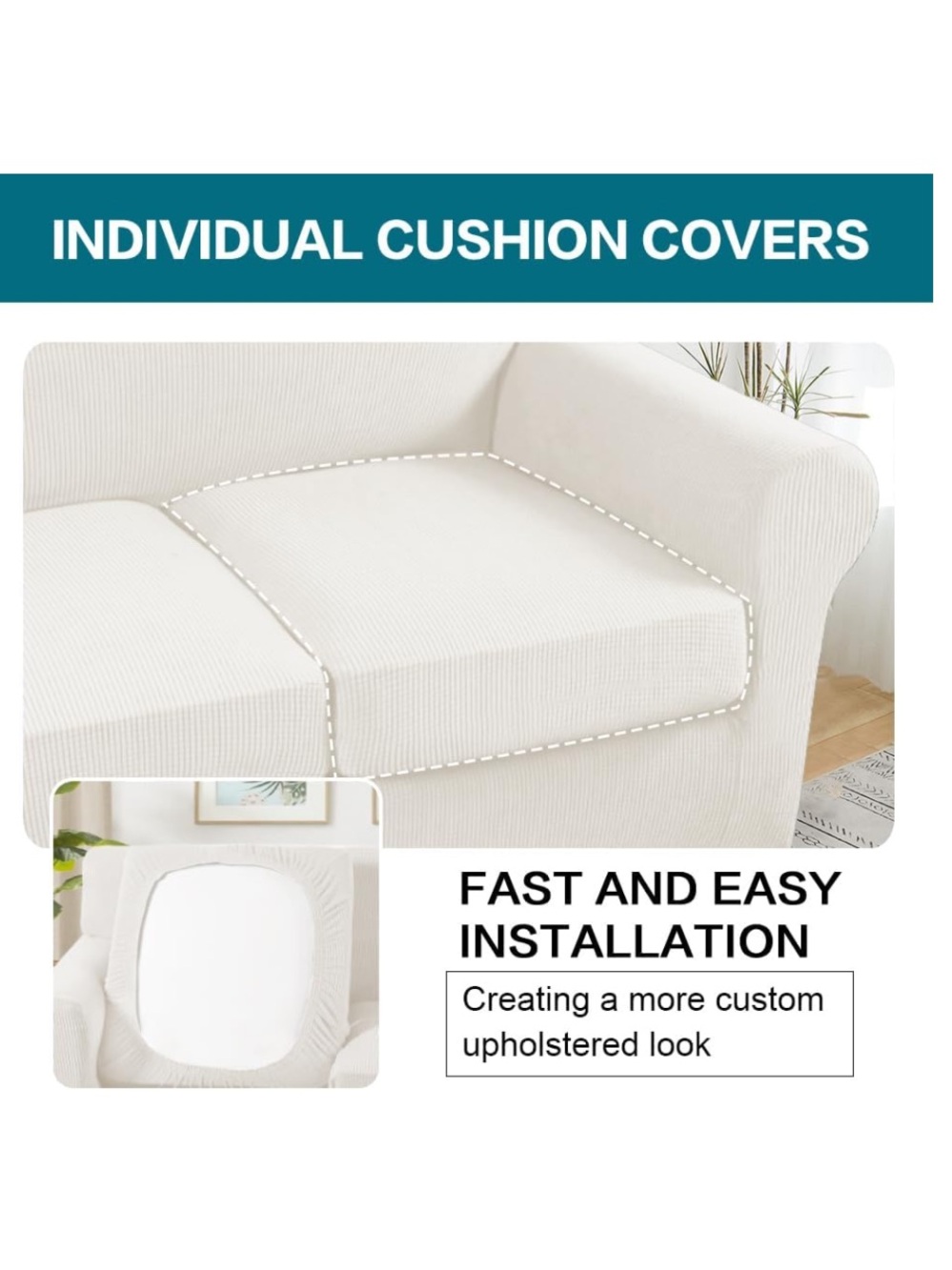 Pet-Friendly Sofa Slipcover Large (3-Cushion) - Porcelain - Picture 7 of 16